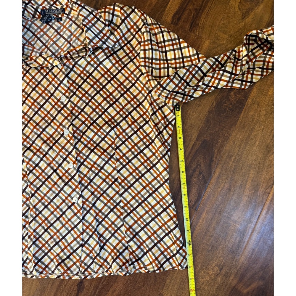 VTG Harold's 10 Women Button Up 100% Silk Striped Shirt Retro Style 90s Silky - Picture 6 of 7